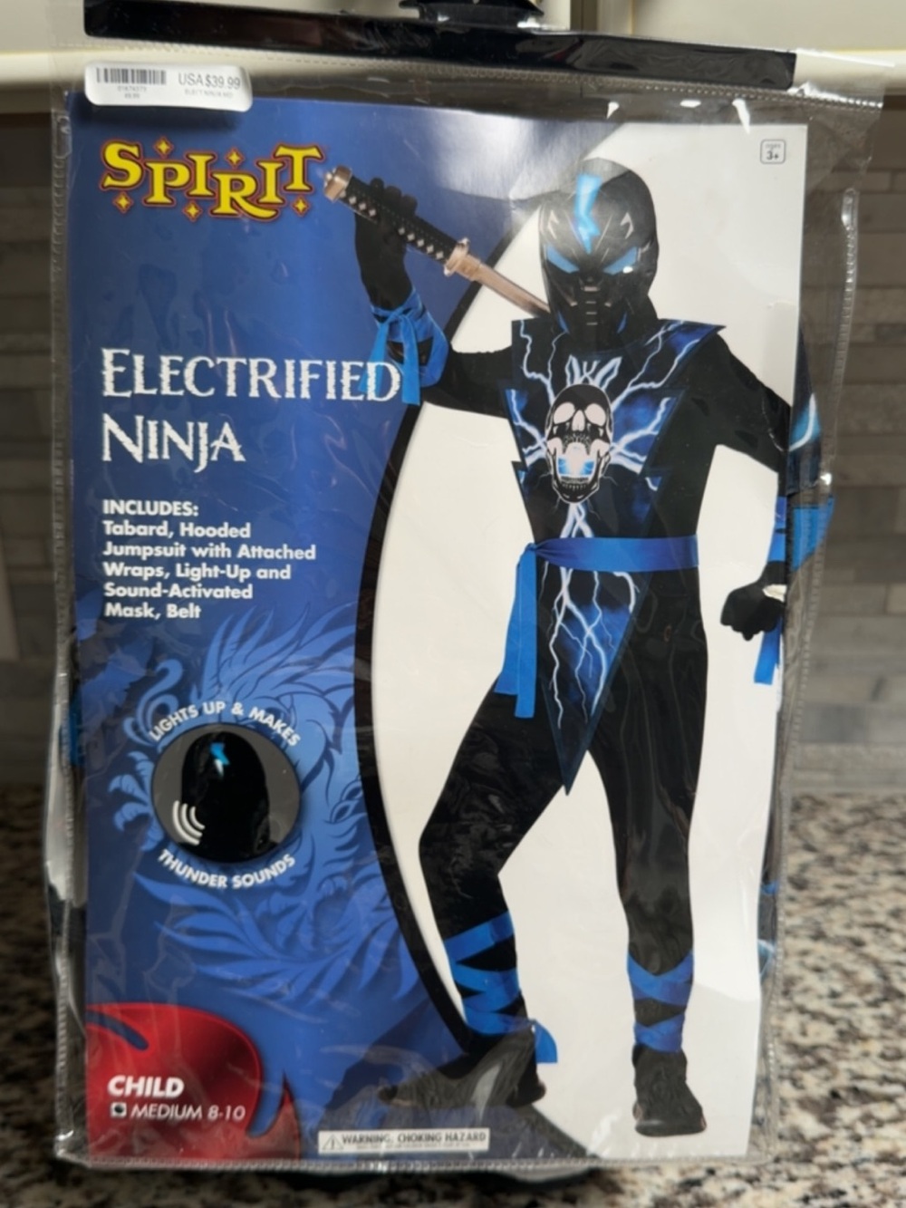 Spirit Electrified Ninja Costume - Black, Blue